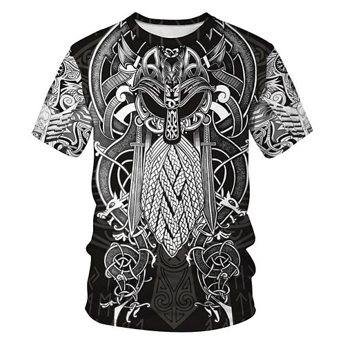 

Men's Unisex T shirt Tee Graphic Prints Geometry Crew Neck Gray Short Sleeve 3D Print Outdoor Street Print Tops Vintage Sports Casual Big and Tall / Summer / Summer