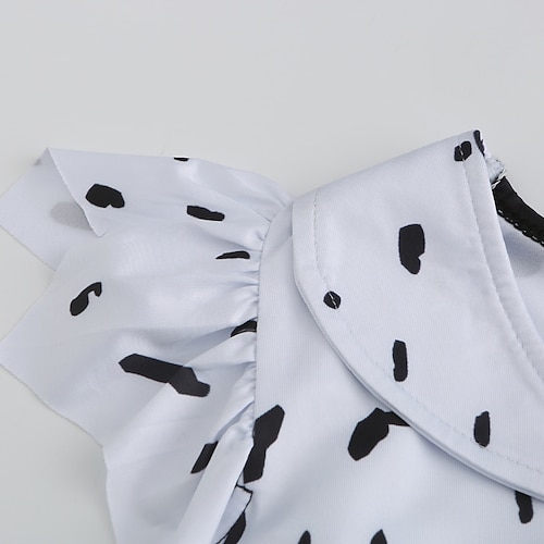  Kids Girls' 101 Dalmatians Cruella De Vil Dress Sets 2pcs Polka Dot Performance Halloween Black Asymmetrical Sleeveless Costume Dresses 3-12 Years