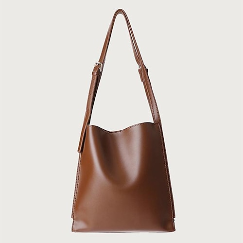 

Women's Shoulder Bag PU Leather Solid Color Daily Black Brown