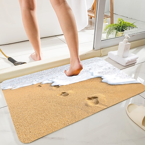 

Wave Beach Series Digital Printing Floor Mat Modern Bath Mats Nonwoven / Memory Foam Novelty Bathroom