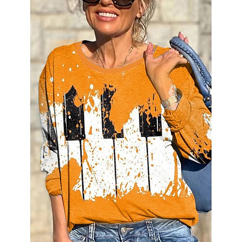 

Women's Sweatshirt Pullover Graphic Print Daily Sports 3D Print Active Streetwear Clothing Apparel Hoodies Sweatshirts Orange