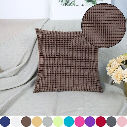 

1pc Plain Simple Corn Pillow Cover Pure Color Plush Pillow Multi-color Sofa Hugging Cushion Cover