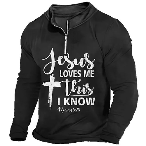 

Men's Collar Polo Shirt Golf Shirt Letter Stand Collar Black 3D Print Outdoor Street Long Sleeve Zipper Print Clothing Apparel Fashion Casual Breathable