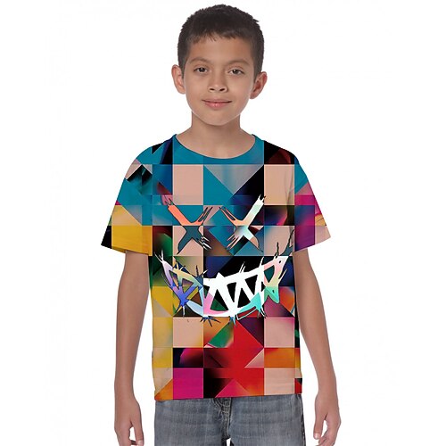

Kids Boys T shirt Graphic Outdoor 3D Print Short Sleeve Crewneck Fashion 4-12 Years Winter Multicolor
