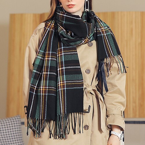 

Women's Women's Shawls Wraps Outdoor Dailywear Holiday Red Blue Khaki Scarf Plaid