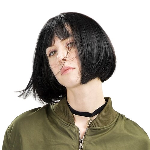 

Short Bob Wig with bangs Synthetic Hair for White Black Women Color