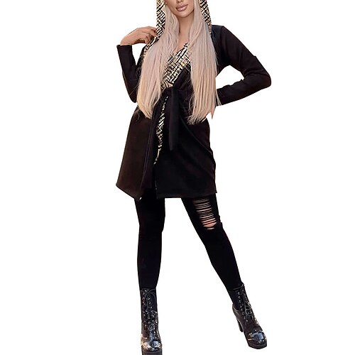 

Women's Hoodie Jacket Comfortable Outdoor Daily Wear Vacation Going out Lace up Print Single Breasted Hoodie Active Comfortable Street Style Print Regular Fit Outerwear Long Sleeve Winter Fall Black