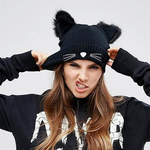 

Women's Hat Beanie / Slouchy Black Outdoor Home Daily Embroidery Knit Color Block Windproof Comfort Warm