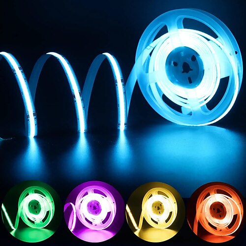 

luci di striscia flessibili a led cob kit di luci a nastro 5m 10m dc24v multicolor plug power adapter con awitch adatto per illuminazione fai da te decorazione della sala tv camera da letto e party