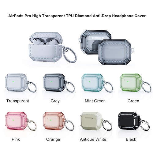 

Case Cover Compatible with AirPods Pro Cool Rhinestone Translucent Transparent Crystal / Rhinestone TPU Headphone Case