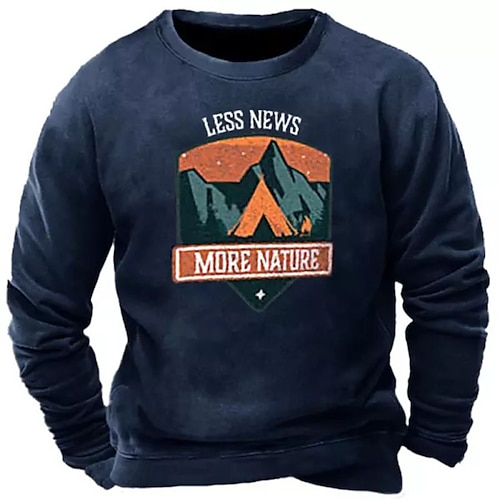 

Men's Sweatshirt Pullover Crew Neck Letter Graphic Prints Print Sports Outdoor Daily Sports Basic Streetwear Casual Clothing Apparel Hoodies Sweatshirts Long Sleeve Navy Blue / Spring / Fall