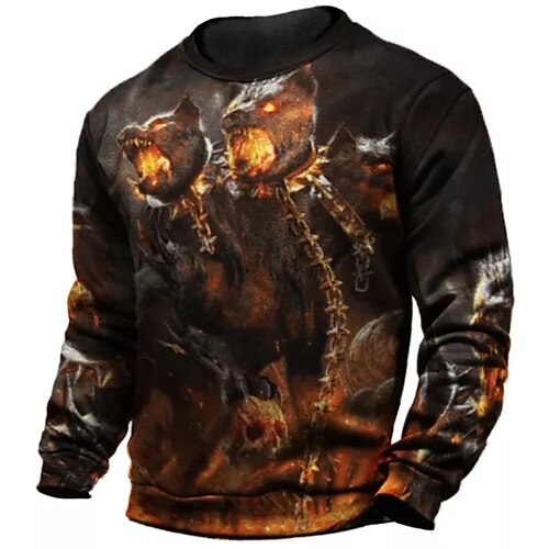 

Men's Unisex Sweatshirt Pullover Crew Neck Animal Graphic Prints Print Daily Sports Holiday 3D Print Streetwear Designer Casual Clothing Apparel Hoodies Sweatshirts Long Sleeve Brown