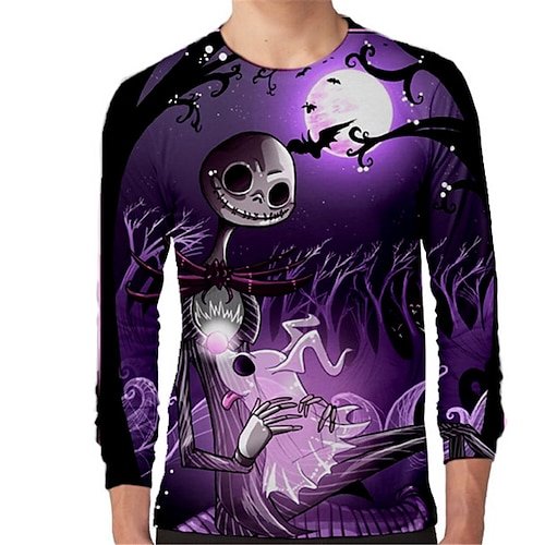 

Kids Boys Halloween Hoodie Skull Outdoor 3D Print Long Sleeve Pocket Fashion 3-13 Years Winter Purple