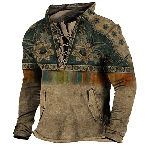 

Men's Unisex Pullover Hoodie Sweatshirt Green Blue Purple Brown Gray Hooded Graphic Prints Flower Lace up Print Sports & Outdoor Daily Sports 3D Print Designer Casual Big and Tall Spring & Fall