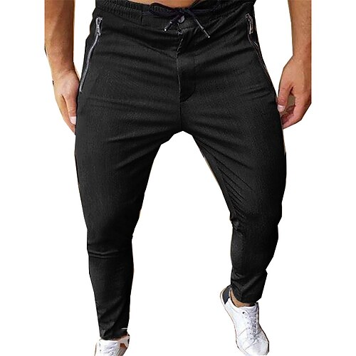 

Men's Tapered pants Trousers Work Pants Casual Pants Pocket Drawstring Elastic Waist Solid Colored Comfort Soft Daily Weekend Streetwear Casual Wine Khaki Micro-elastic / Elasticity