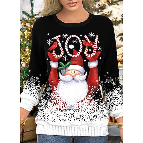 

Women's Sweatshirt Pullover Crew Neck Snowman Snowflake Gnome Print Christmas Weekend 3D Print Active Streetwear Clothing Apparel Hoodies Sweatshirts Black And White Black