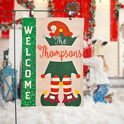 

2pcs Christmas Decorative Garden Flag Cartoon Pattern Garden Flag Festival Garden Decorative Christmas Flag