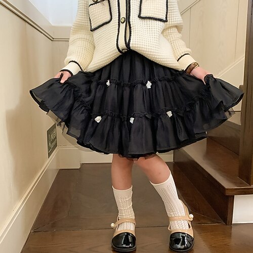 

Kids Girls' Skirt Solid Colored Active Daily 2-6 Years Spring Black