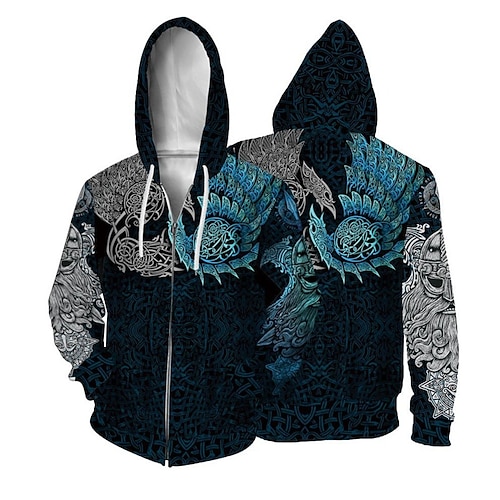

Men's Unisex Full Zip Hoodie Jacket Hooded Graphic Prints Zipper Print Sports Outdoor Daily Sports 3D Print Streetwear Designer Casual Hoodies Sweatshirts Long Sleeve Black