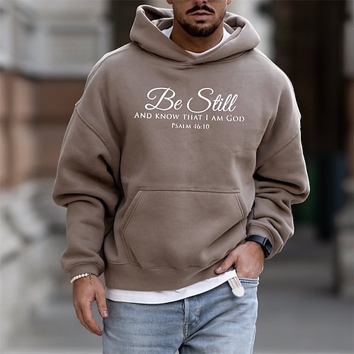 

Men's Hoodie Khaki Hooded Graphic Letter Print Sports & Outdoor Streetwear Cool Designer Casual Winter Fall Clothing Apparel Hoodies Sweatshirts Long Sleeve / Spring