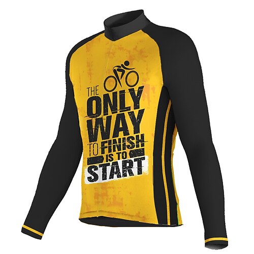 

21Grams Men's Cycling Jersey Long Sleeve Bike Top with 3 Rear Pockets Mountain Bike MTB Road Bike Cycling Breathable Quick Dry Moisture Wicking Reflective Strips Yellow Polyester Spandex Sports
