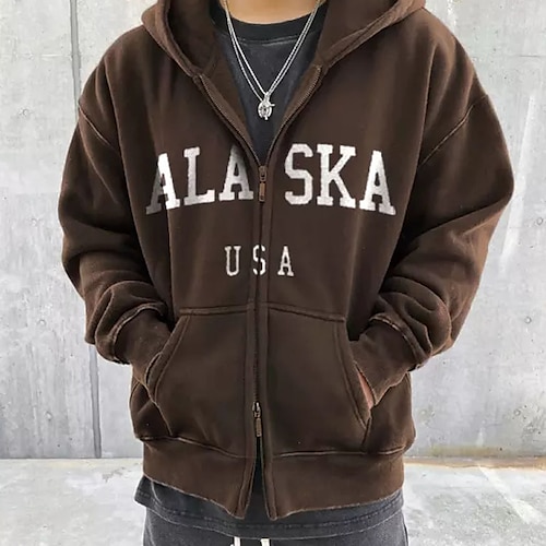 

Men's Hoodie Quarter Zipper Hoodie Hooded Graphic Letter Print Sports Outdoor Daily Sports Hot Stamping Basic Cool Casual Clothing Apparel Hoodies Sweatshirts Long Sleeve Brown / Spring / Fall