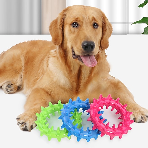 

Pet toys Bite resistant audible tpr Barbed teething spiked ringTire bouncy ball Teeth cleaning and stone removal