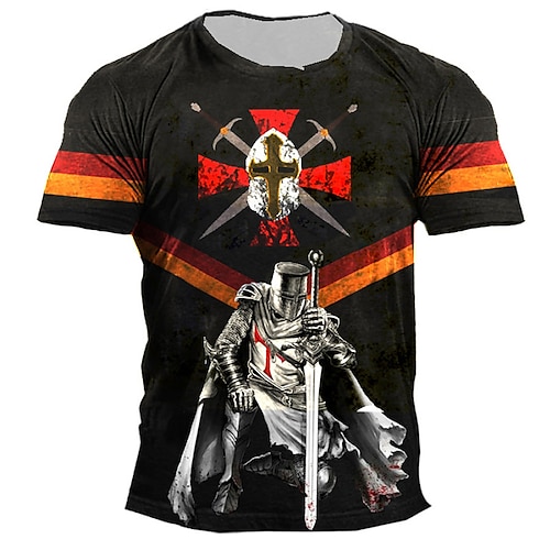 

Homens Unisexo Camiseta Cruz dos Templários Estampas Abstratas Humano Gola Redonda Preto Impressão 3D Ao ar livre Rua Manga Curta Imprimir Roupa Vintage Esportes Designer Casual