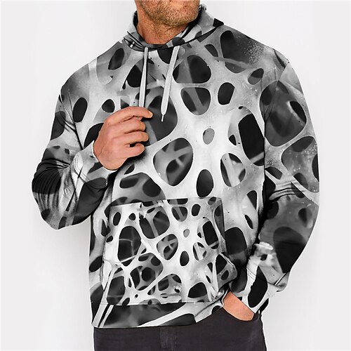 

Men's Plus Size Hoodie Big and Tall Abstract Hooded Long Sleeve Spring & Fall Basic Designer Plus Size Casual Daily Sports Tops