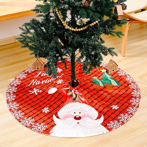 

Decorations Santa Claus Snowflake Plaid Tree Skirt Festive Atmosphere Decorated Christmas Tree Skirt