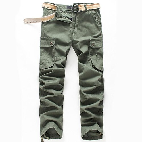 

Men's Cargo Pants Trousers Multi Pocket Straight Leg Solid Colored Full Length Cotton Casual Navy Army Yellow Micro-elastic / Spring / Fall