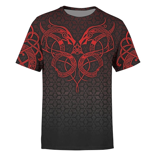 

Men's Unisex T shirt Tee Graphic Prints Crew Neck Red Short Sleeve 3D Print Outdoor Street Print Tops Sports Designer Casual Big and Tall / Summer / Summer
