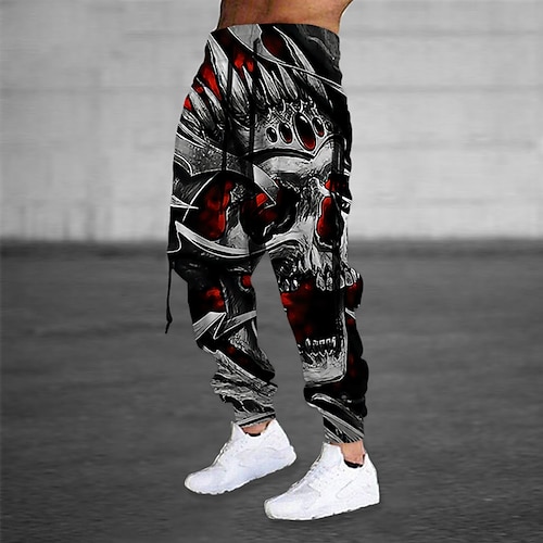 

Men's Sweatpants Joggers Trousers Drawstring Side Pockets Elastic Waist Skull Graphic Prints Comfort Breathable Sports Outdoor Casual Daily Cotton Blend Terry Streetwear Stylish Green Blue / Designer