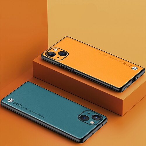 

Phone Case For Apple Back Cover Classic Series iPhone 14 iPhone 13 Pro Max 12 11 SE 2022 X XR XS Max 8 7 Bumper Frame Soft Edges Non-Yellowing Solid Colored PU Leather