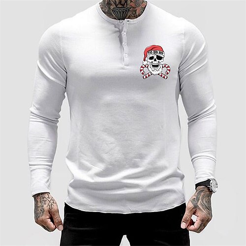 

Men's T shirt Tee Graphic Skull Crew Neck White Hot Stamping Street Daily Long Sleeve Button-Down Print Clothing Apparel Fashion Designer Casual Comfortable / Sports