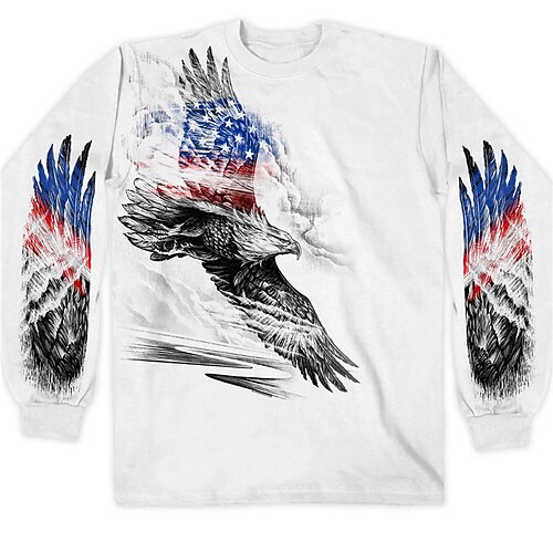 

Men's Unisex Sweatshirt Pullover White Crew Neck Graphic Prints Eagle Print Daily Sports Holiday 3D Print Basic Streetwear Casual Spring & Fall Clothing Apparel Hoodies Sweatshirts Long Sleeve