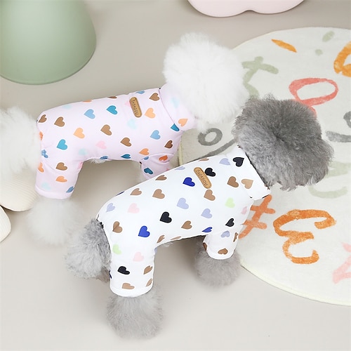 

Dog Cat Jumpsuit Heart Solid Colored Cute Sweet Dailywear Casual Daily Winter Dog Clothes Puppy Clothes Dog Outfits Soft Pink Beige Costume for Girl and Boy Dog Cotton S M L XL 2XL