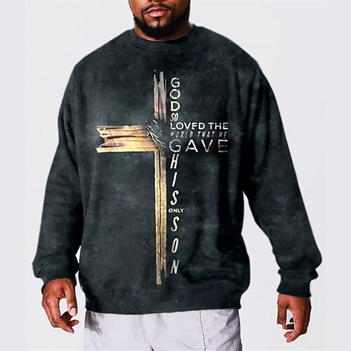 

Men's Plus Size Sweatshirt Big and Tall Graphic Prints Crew Neck Long Sleeve Spring & Fall Basic Designer Plus Size Casual Daily Sports Tops