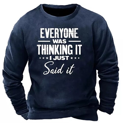 

Men's Sweatshirt Pullover Navy Blue Black Crew Neck Graphic Letter Print Going out Streetwear Streetwear Designer Casual Winter Fall Clothing Apparel Hoodies Sweatshirts Long Sleeve