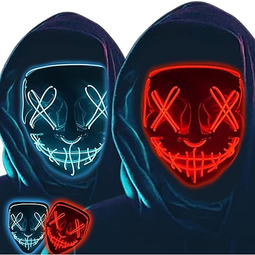 

2Pack Festival Light Up Mask Scary Cosplay Costume for Festival Festival Party Creepy Hacker Annoymous Mask for Men Women Teens,Skeleton Element for Hallow Mexican Day Of The Dead