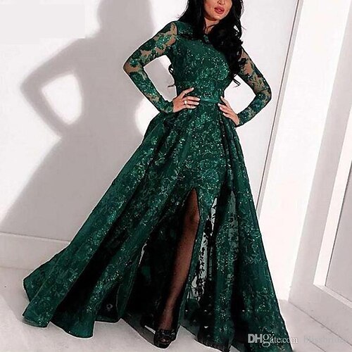 

Women's Party Dress Sequin Dress Swing Dress Long Dress Maxi Dress Green Long Sleeve Floral Sequins Winter Fall Autumn Crew Neck Fashion Winter Dress Evening Party Wedding Guest 2022 S M L XL 2XL
