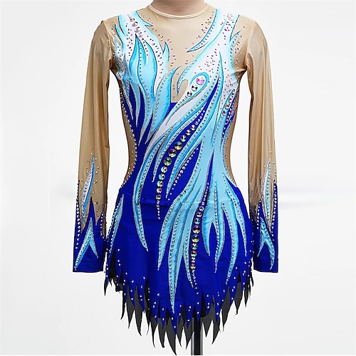 

Rhythmic Gymnastics Leotards Gymnastics Leotards Women's Girls' Bodysuit Spandex Stretchy Breathable Sparkly Long Sleeve Performance Training Competition Training Athletic Artistic Gymnastics