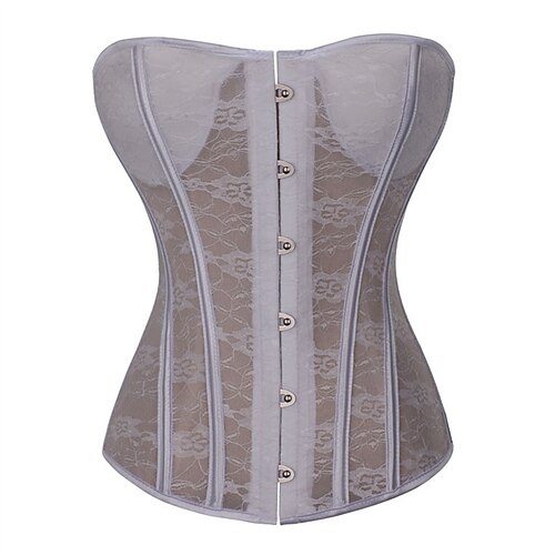 

Corset Women's Corsets Wedding Party Birthday Party Party Evening Valentine's Day White Black Comfortable Overbust Corset Hook Eye Lace Up Tummy Control Push Up Lace Pure Color All Seasons