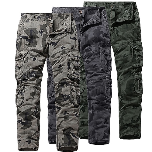 

Men's Cargo Pants Trousers Multi Pocket Camouflage Breathable Outdoor Full Length Casual Daily 100% Cotton Slim Army Green Khaki Inelastic