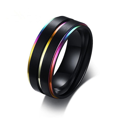 

May polly Fashion trend European and American Style Men's stainless steel naked ring black color