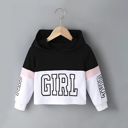 

Kids Girls' Hoodie Color Block Daily 3D Print Long Sleeve Pocket Fashion 3-13 Years Winter Black