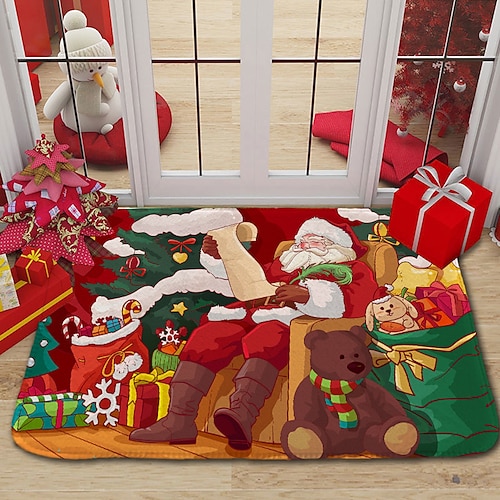 

Christmas Pattern Rug Door Mat Hallway Carpets Area Rugs for Bedroom Living Room Carpet Kitchen Bathroom Anti-Slip Floor Mats