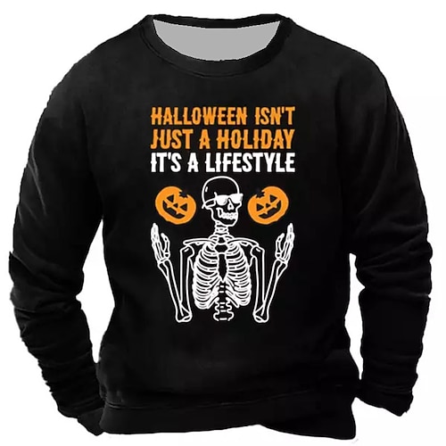 

Men's Unisex Sweatshirt Pullover Navy Blue Black Crew Neck Skull Pumpkin Graphic Prints Print Halloween Daily Sports 3D Print Streetwear Designer Casual Spring & Fall Clothing Apparel Hoodies