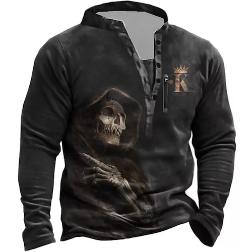 

Homme Unisexe Sweat shirt Sweat Sweat à capuche boutonné Noir Col Mao Crânes Imprimés Photos Zippé Imprimer du quotidien Des sports Vacances 3D effet Vêtement de rue Design Casual Printemps Automne