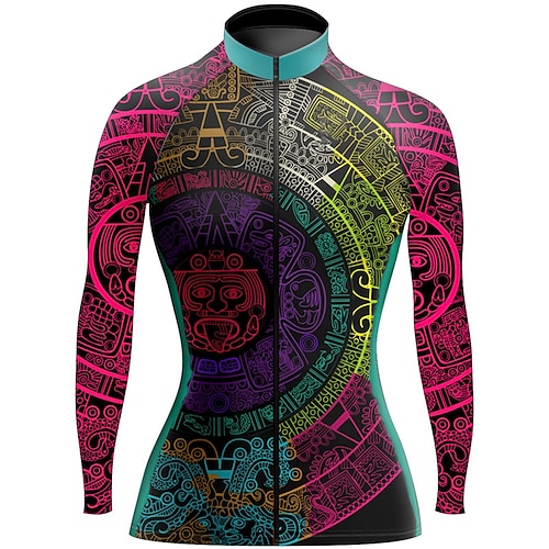 

21Grams Women's Cycling Jersey Long Sleeve Bike Top with 3 Rear Pockets Mountain Bike MTB Road Bike Cycling Quick Dry Moisture Wicking Yellow Retro Spandex Sports Clothing Apparel / Stretchy